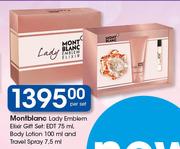 Montblanc lady Emblem Elixir Gift Set-EDT-75ml,Body Lotion-100ml & Travel Spray-7.5ml Per Set