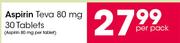 Aspirin Teva 80 mg 30 Tablets-Per Pack