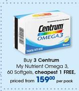 Centrum My Nutrient Omega 3 Softgels 60's-Per Pack