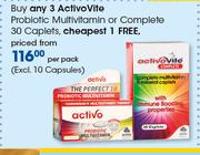 ActivoVite Probiotic Multivitamin Or Complete Caplets 30's(Excl. 10 Capsules)-Per Pack