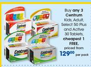 Centrum Kids, Adult, Select 50's Plus And Active Tablets 30's-Per Pack