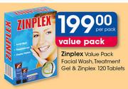 Zinplex Value Pack Facial Wash Treatment Gel & Zinplex Tablets-120's Per Pack