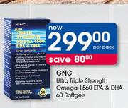 GNC Ultra Triple Strength Omega 1560 EPA & DHA 60 Softgels-Per Pack
