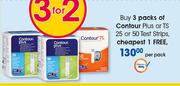 Contour Plus or TR 25 or 50 Test Strips-Per Pack