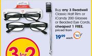 Readwell Classic Half Rim Or ICandy 200 Glasses Or Beaded Eye Cords-Each