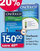 One Touch Select or Select Plus 50 Test Strips
