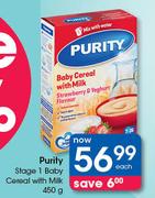 Purity Stage 1 Baby Cereal With Milk-450g Each