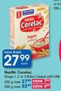 Nestle Cerelac Stage 1, 2 Or 3 Baby Cereal With Milk-250g Each