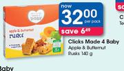 Clicks Made 4 Baby Apple & Butternut Rusks-140g Per Pack