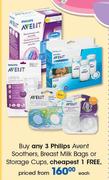 Philips Avent Soothers, Breast Milk Bags Or Storage Cups-Each