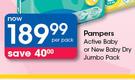 Pampers Active Baby Or New Baby Dry Jumbo Pack-Per Pack