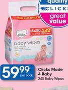 Clicks Made 4 Baby 240 Baby Wipes-Per Pack