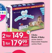 Clicks Made 4 Baby Active Stretch  Dispossable Nappies Jumbo Pack-Each