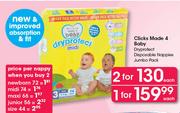 Clicks Made 4 Baby Dryprotect Disposable Nappies Jumbo Pack-Each