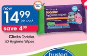 Clicks Toddler 40 Hygiene Wipes-Per Pack