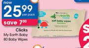 Clicks My Earth Baby 80 Baby Wipes-Per Pack