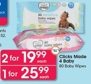 Clicks Made 4 Baby 80 Baby Wipes Each