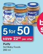 Purity 3rd Baby Foods-5X200ml Per Offer
