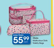 Clicks Multicolour Dots Toiletry Bags-Each