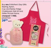 Mother's Day Gifts Keyring, Apron, Cup, Teddy, Fridge Chalkboard, Nail Kit, Glitter Picture Frame-Ea