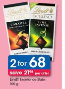 Lindt Excellence Slabs-2x100g Per Offer