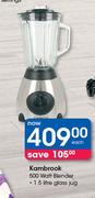 Kambrook 500 Watt Blender With 1.5Ltr Glass Jug-Each