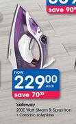 Safeway 2000Watt Steam & Spray Iron With Ceramic Soleplate-Each