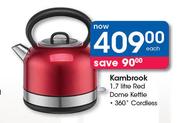 Kambrook 1.7Ltr Red Dome Kettle 360° Cordless-Each