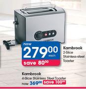 Kambrook 4 Slice Stainless Steel Toaster-Each