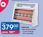 Safeway 4 Bar Quartz Heater 2 Heat Settings With Humidifier-Each