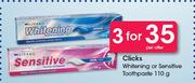 Clicks Whitening Or Sensitive Toothpaste-3 x 110g