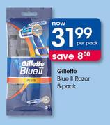 Gillette Blue II Razor 5 Pack-Per Pack