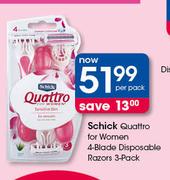 Schick Quattro For Women 4 Blade Disposable Razors 3 Pack-Per Pack