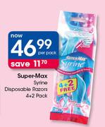 Super Max Syrine Disposable Razors 4 x 2 Pack-Per Pack