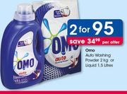 Omo Auto Washing Powder 2Kg Or Liquid 1.5Litres- For 2 Per Offer