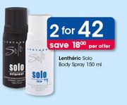 Lentheric Solo Body Spray-2X150ml Per Offer