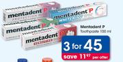 Mentadent P Toothpaste-3X100ml Per Offer