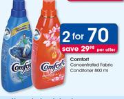 Comfort Concentrated Fabric Conditioner-2X800ml Per Offer