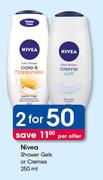 Nivea Shower Gels Or Creams-2 x 250ml