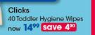 Clicks 40 Toddler Hygiene Wipes-Per Pack