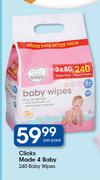 Clicks Made 4 Baby 240 Baby Wipes-Per Pack