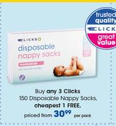 Clicks 150 Disposable Nappy Sacks-Per Packs