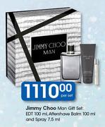 Jimmy Choo Man Gift Set EDT 100ml, Aftershave Balm 100ml & Spray7.5ml-Per Set