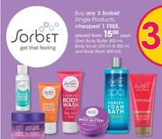 Sorbet Single Products(Excl. Body Butter 400ml, Body Scrub 250ml & 300ml And Body Wash 400ml)-Each