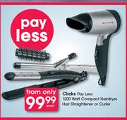 Clicks Pay Less 1200Watt Compact Hairdryer, Hair Straightener Or Curler-Each
