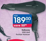 Safeway 2000Watt ProStyle Hairdryer-Each