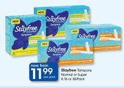 Stayfree Tampons Normal Or Super 8, 16 Or 32 Pack-Per Pack