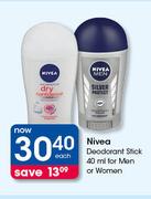 Nivea Deodorant Stick-40ml For Men Or Women-Each