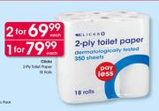 Clicks 2 Ply Toilet Paper 18 Rolls-Each 