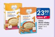 Clicks Made 4 Baby Cereal With Milk Stage 1 Or 1-250g Each